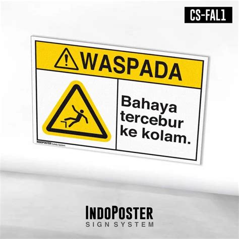 Stiker Safety Sign Rambu K3 ANSI Bahaya Tercebur Ke Kolam Lazada