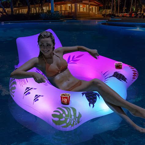 Lanblu Galleggianti Gonfiabili Piscina Con Luce Che Cambia Colore