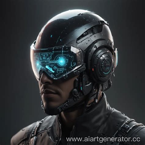 Futuristic Cyberpunk Augmented Reality Helmet with Dark Tinted ...