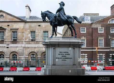 Equestrian Statue of George the Duke of Cambridge among the buildings ...