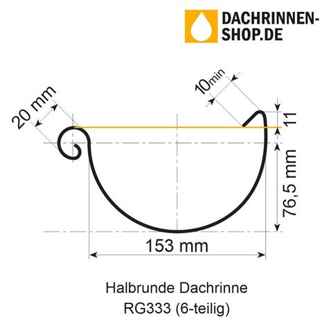 Titanzink Dachrinne halbrund RG333 Länge 3 0 Meter Dachrinnen Shop