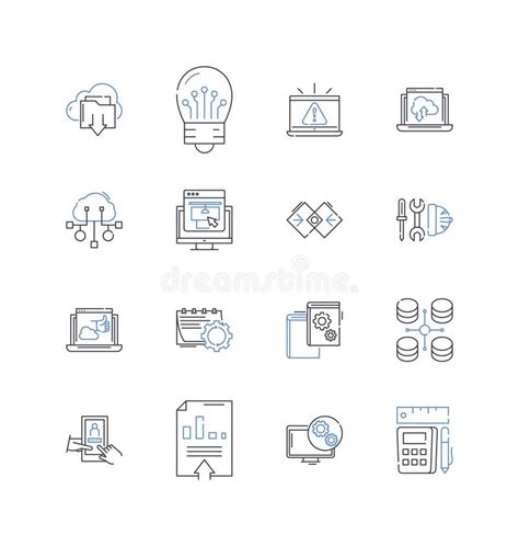 Computational Devices Line Icons Collection Processor Silicon