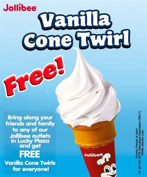 Get Your Free Vanilla Cone Twirl Ice Cream At Jollibee Lucky Plaza