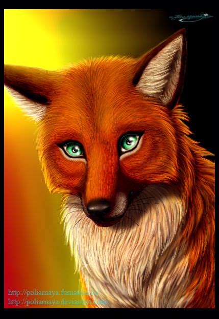 A Painting Of A Fox With Blue Eyes