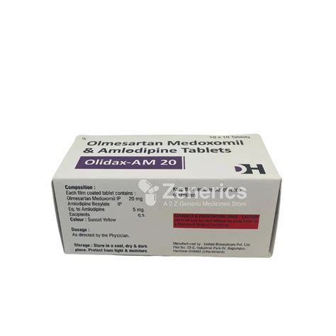 Olidax AM 20mg Tablet Olmesartan Medoxomil 20mg Amlodipine 5mg