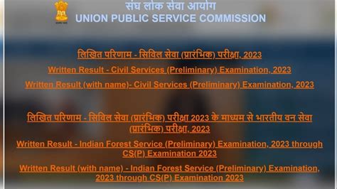 Upsc Prelims Indian Forest Service Exam Results Out Direct Link