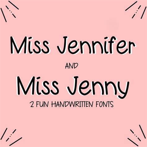 Miss Jennifer And Miss Jenny Fonts Handwritten Otf Format Etsy