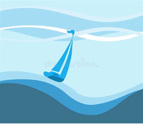 Vector El Barco De Papel En Ondas Azules Del Mar Ilustraci N Del Vector