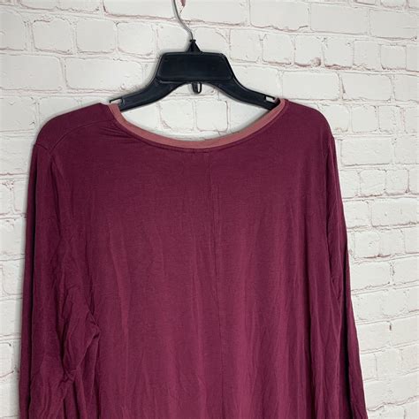 Logo Lori Goldstein Womens Burgundy Blush Colorblock Tunic Top Shirt