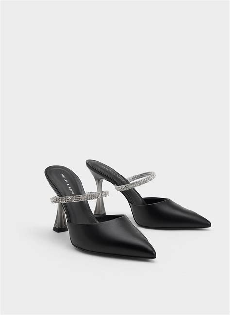 Black Gem Strap Mules Charles And Keith Kh