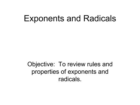 Exponential Form - Radicals | PPTX