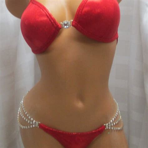 Swim Npc Competition Bikini Posing Suit Red Hologram Brand New Never Worn 34c Poshmark