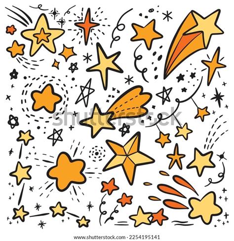 Hand Drawn Shooting Star Doodle Elements Stock Vector Royalty Free