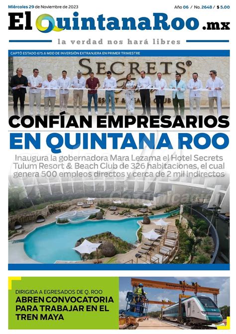 Portadas De Prensa En Quintana Roo 29 De Noviembre Del 2023