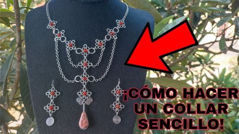 cómo HACER un COLLAR con FIGURAS DE ALAMBRE CADENA SENCILLA y PIEDRA