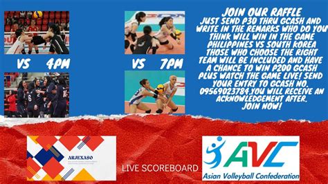 Avc Cup Live Scoreboard I China Vs Iran I South Korea Vs Philippines