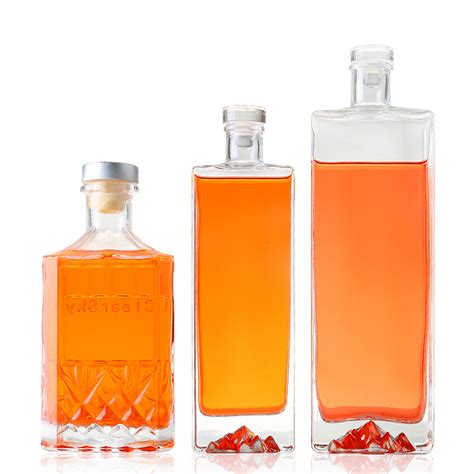 500ml 700ml 750ml Glass Bottles Square Tequila Whisky Spirits Bottle China Whisky Bottle And