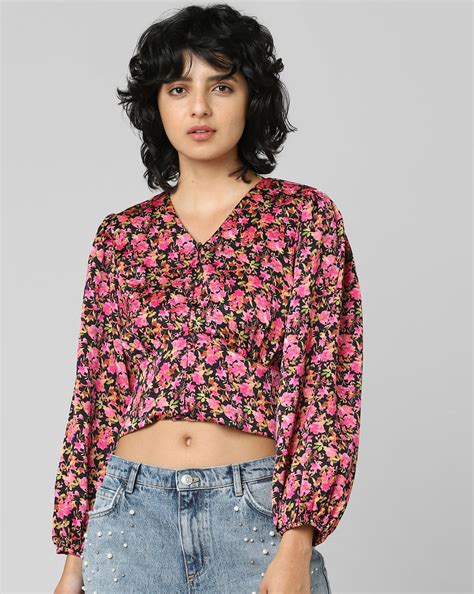 Pink Floral Crop Top