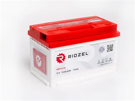 Автомобильный аккумулятор RIDZEL 75R обр. пол. низкая 770А 278х175х175 ...