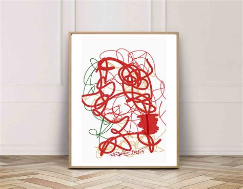 Red Line Art Print Hand Draw Printable Abstract Wall Art | Etsy