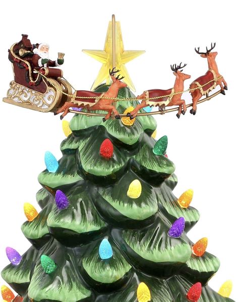 Mr Christmas Animated Ceramic Nostalgic Tree Green White Santa New