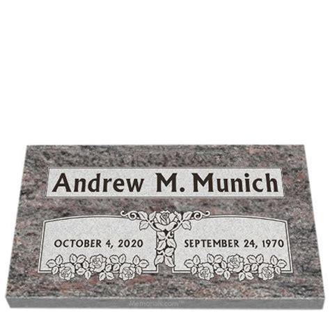 Rose Memorial Granite Grave Marker 24 X 12