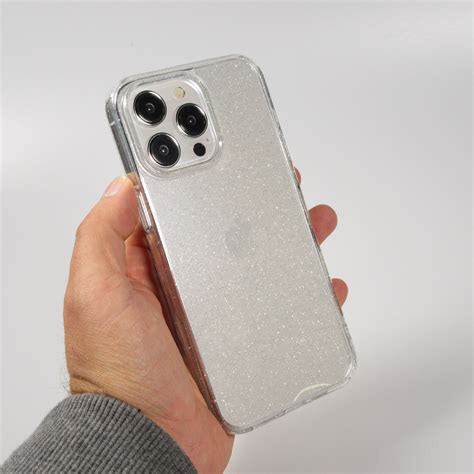 iPhone 15 Pro Max Case Hülle Gel Gummi transparent mit Glitzerstaub