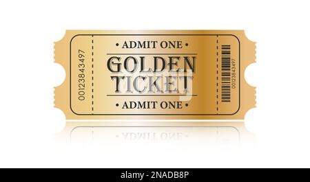 Golden Ticket Vector Illustration For Websites Applications Cinemas