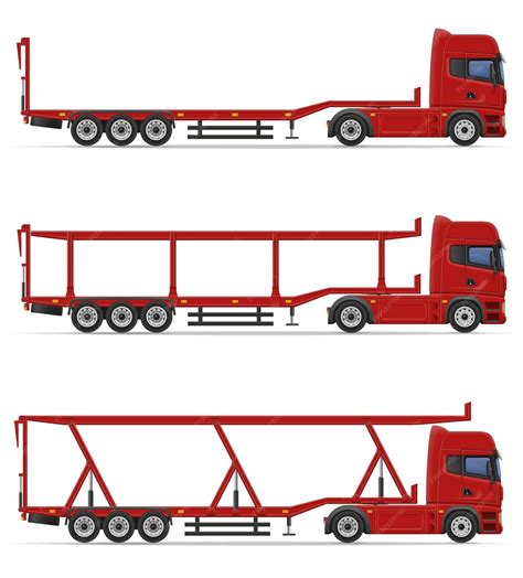 Premium Vector Truck Semi Trailer For Transportation Of Car Vector