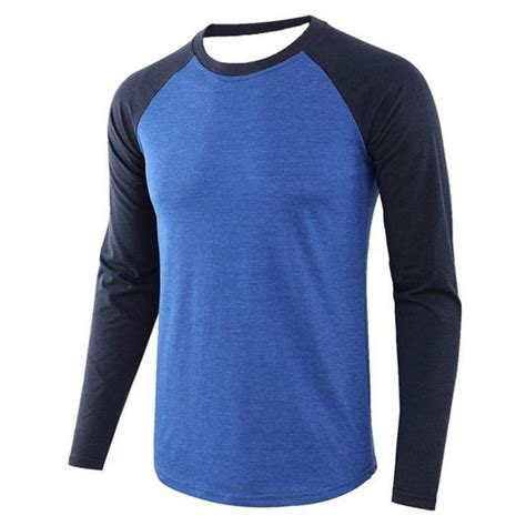 Chuou Men S Casual Sports Crew Neck Color Matching Long Sleeved T Shirt