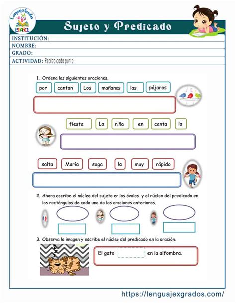 Oraciones Con Sujeto Y Predicado Con Ejemplos Y Ejercicios