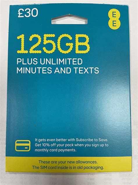 EE 125GB Data Sim Includes 30 Pre Paid Credit 125GB Data Unlimited