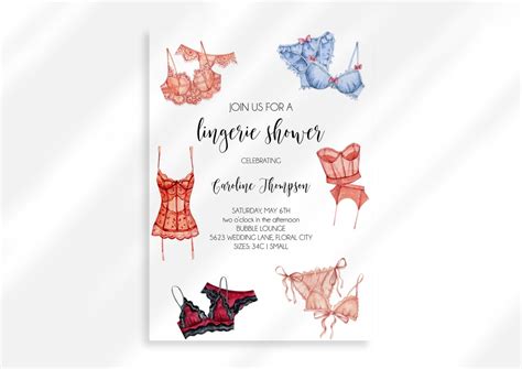 Editable Lingerie Shower Invite Hens Party Lingerie Bridal Shower Invitation Oh La