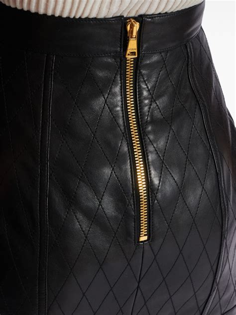 Balmain Button Detail Leather Miniskirt Black Farfetch