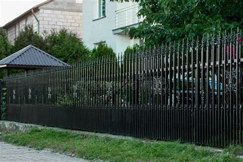 Beautiful Black Iron Fence Near Pathway Outdoors Stock Photo Image Of