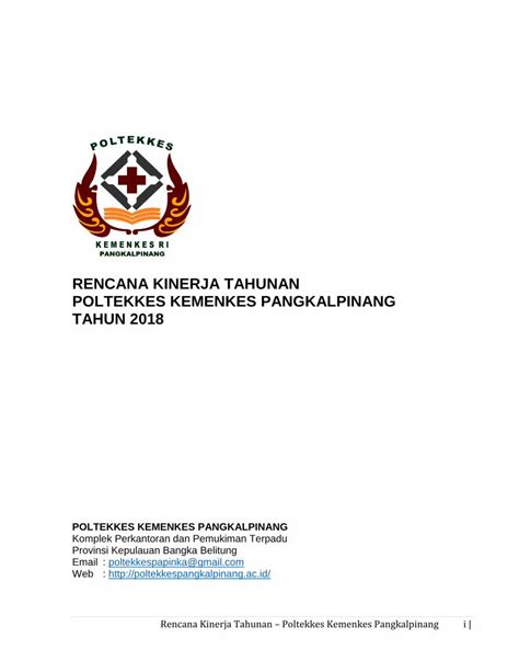 PDF RENCANA KINERJA TAHUNAN POLTEKKES KEMENKES Pangkalpinang Yang