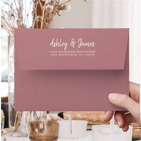 Dusty Rose Wedding Return Address Envelope | Zazzle