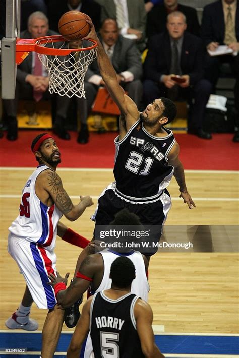 Nba Finals San Antonio Spurs Tim Duncan In Action Making Dunk Vs