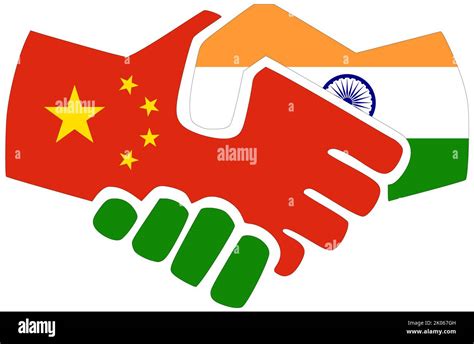 China India Handshake Symbol Of Agreement Or Friendship Stock