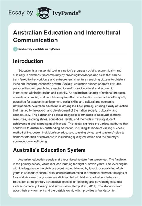 Australian Education Intercultural Communication 1227 Words