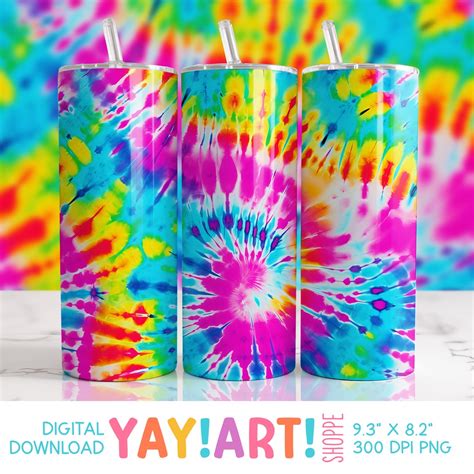 Tye Dye 20 Oz Skinny Tumbler Seamless Sublimation Design Rainbow Tie