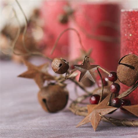 Primitive Rustic Tin Star And Bell Garland Rusty Tin Garlands Rusty