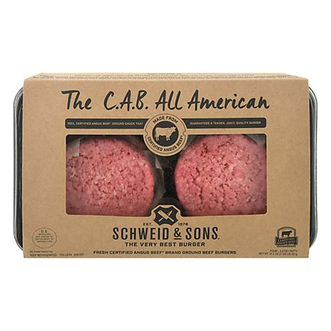 Schweid Sons Ground Beef Burgers 75 25 The C A B All American 4