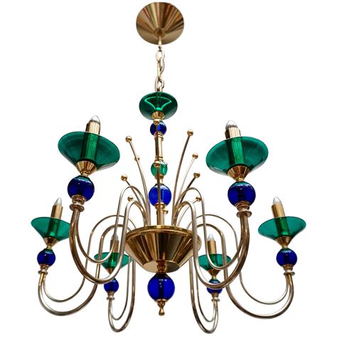 A Mid Century Brass And Murano Glass Flower Form Chandelier At Stdibs