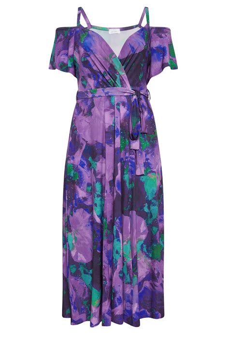 Yours London Plus Size Purple Abstract Print Wrap Dress Yours Clothing