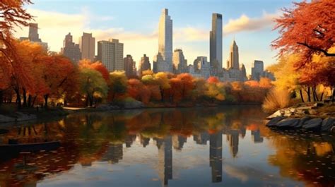 Premium Ai Image Panoramic View Of Central Park In Autumn Generative Ai