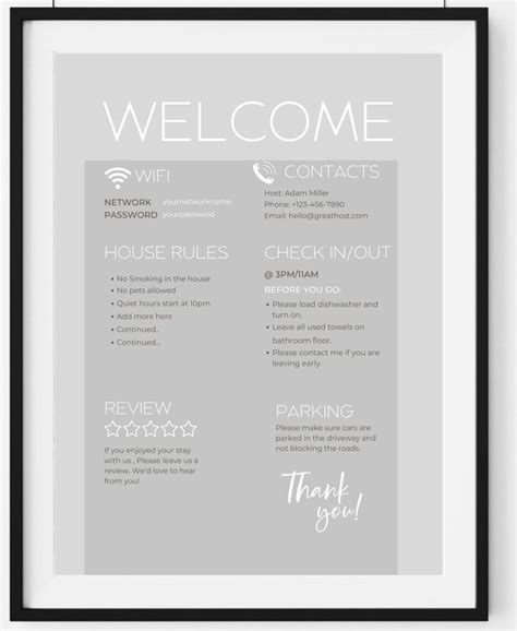 Airbnb Welcome Sign Vacation Rental Printable Editable Template