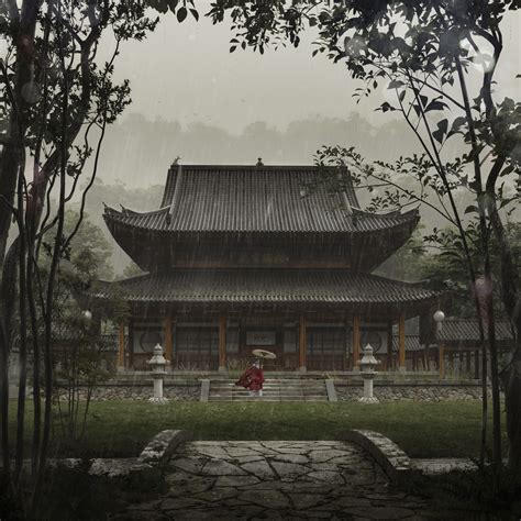 Traditional Chinese Architecture & Tea Ceremony Rendering