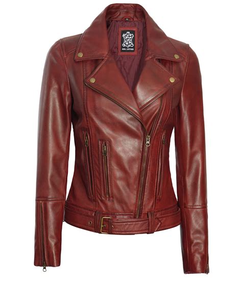 Fjackets Leather Motorcycle Jacket Women Real Lambskin Moto Biker