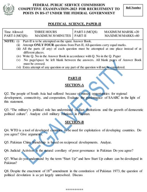 Css Political Science Paper Ii Legalversity